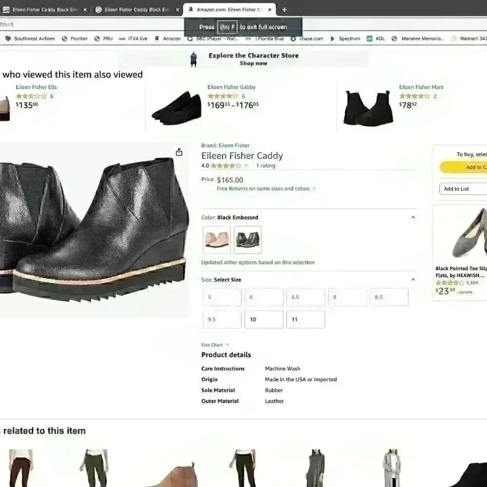 Eileen Fisher Caddy Black Embossed Size 5.5.BRAND NEW (Save $70.00) - Picture 2 of 9